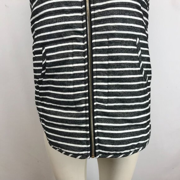 MUD PIE ~ WOMENS SMALL ~ BLACK WHITE STRIPED FULL ZIP VEST - Picture 3 of 7